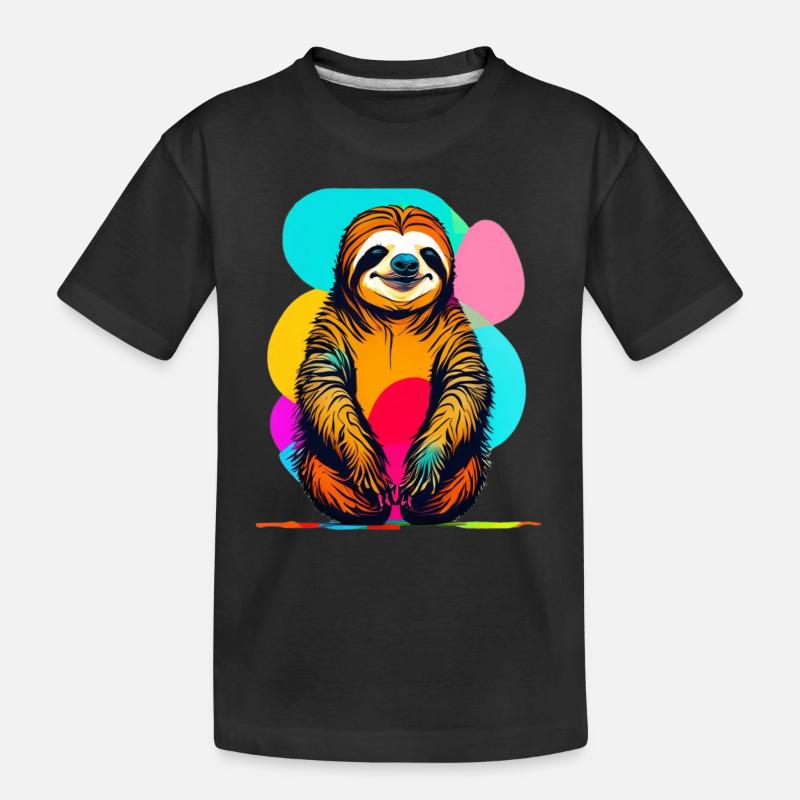 Faultier - Kinder Premium Bio T-Shirt - Schwarz