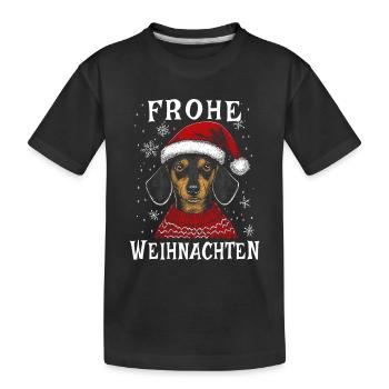 Frohe Weihnachten Dackel Liebe Für Hundeliebhaber - Kinder Premium Bio T-Shirt - Schwarz - Vorne