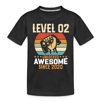 Level 02 Jahr unlocked Gaming Geburtstagsgeschenk - Kinder Premium Bio T-Shirt - Schwarz - Vorne
