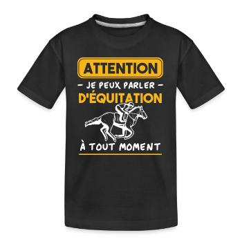 Ich kann jederzeit über das Reiten sprechen - Kinder Premium Bio T-Shirt - Schwarz - Vorne
