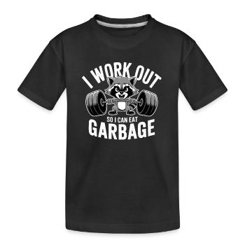 Waschbär - I work out so I can eat garbage - Kids' Premium Organic T-Shirt - black - Front