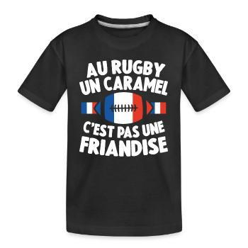 Au Rugby Un Caramel C'est Pas Une Friandise Cadeau - T-shirt bio Premium Enfant - noir - Devant