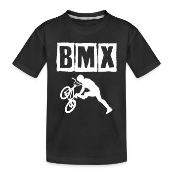 bmx race bike cyclist rider trick - Kids' Premium Organic T-Shirt - black - Front