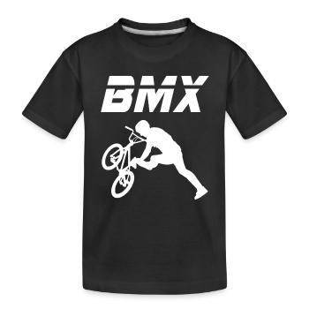 bmx race bike cyclist rider trick - Kids' Premium Organic T-Shirt - black - Front