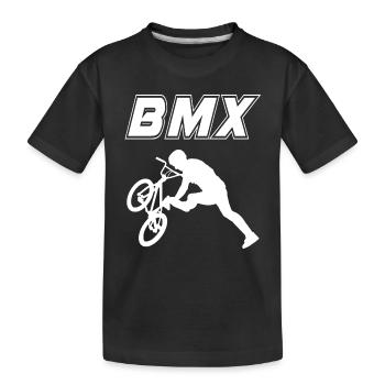 bmx race bike cyclist rider trick - Kids' Premium Organic T-Shirt - black - Front