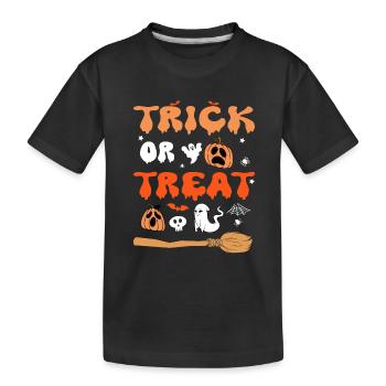 Truc ou friandise effrayant costume d’Halloween drôle - T-shirt bio Premium Enfant - noir - Devant