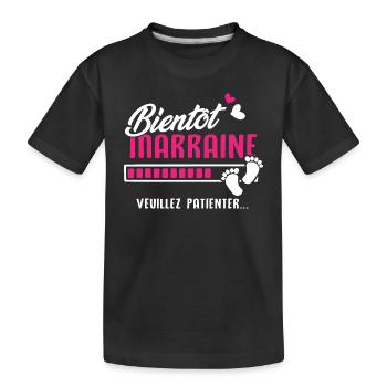 Bientôt marraine veuillez patienter - T-shirt bio Premium Enfant - noir - Devant