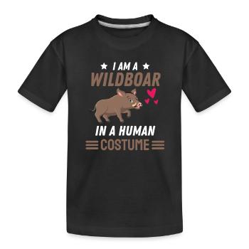 Wildschwein Kostüm Geschenk Waldtier Wildschwein - Kinder Premium Bio T-Shirt - Schwarz - Vorne