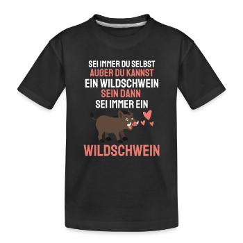 Tierliebhaber Waldbewohner Geschenk Wildschwein - Kinder Premium Bio T-Shirt - Schwarz - Vorne