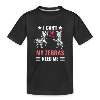 Ich kann nicht meine Zebras brauchen mich Zebra - Kinder Premium Bio T-Shirt - Schwarz - Vorne