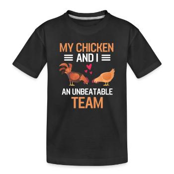 Mon poulet et moi Poulet cadeau animal de ferme - T-shirt bio Premium Enfant - noir - Devant