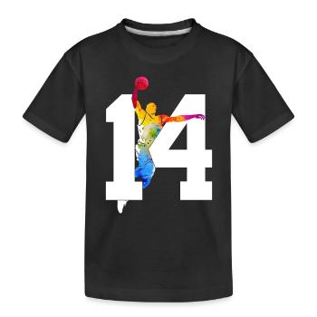 NUMMER 14 BASKETBALL 14. GEBURTSTAG - Kinder Premium Bio T-Shirt - Schwarz - Vorne