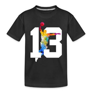 NUMMER 13 BASKETBALL 13. GEBURTSTAG - Kinder Premium Bio T-Shirt - Schwarz - Vorne