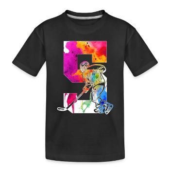 NUMMER 5 EISHOCKEY 5. GEBURTSTAG - Kinder Premium Bio T-Shirt - Schwarz - Vorne