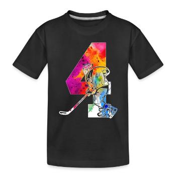 NUMMER 4 EISHOCKEY 4. GEBURTSTAG - Kinder Premium Bio T-Shirt - Schwarz - Vorne