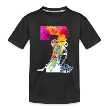 NUMMER 7 EISHOCKEY 7. GEBURTSTAG - Kinder Premium Bio T-Shirt - Schwarz - Vorne