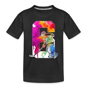 NUMMER 6 EISHOCKEY 6. GEBURTSTAG - Kinder Premium Bio T-Shirt - Schwarz - Vorne