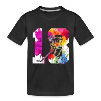 NUMMER 13 EISHOCKEY 13. GEBURTSTAG - Kinder Premium Bio T-Shirt - Schwarz - Vorne