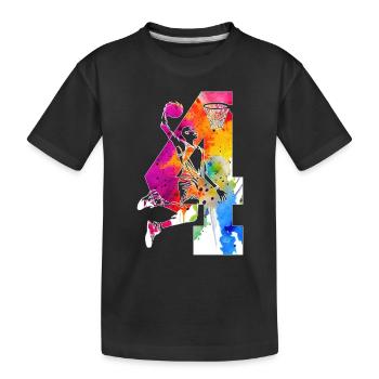 4. GEBURTSTAG BASKETBALL NUMMER 4 - Kinder Premium Bio T-Shirt - Schwarz - Vorne