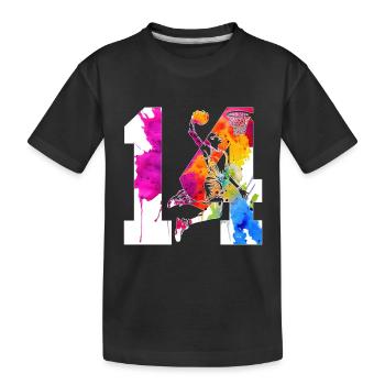 14. GEBURTSTAG BASKETBALL NUMMER 14 - Kinder Premium Bio T-Shirt - Schwarz - Vorne