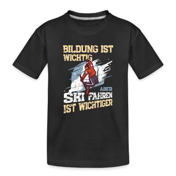 Ski fahren Skifahren Skifahrer Schi wichtiger - Kinder Premium Bio T-Shirt - Schwarz - Vorne