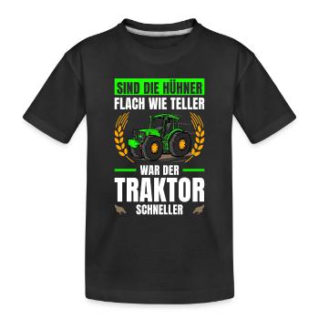 Landwirtschaft Flach Wie Teller Traktor Trecker - Kinder Premium Bio T-Shirt - Schwarz - Vorne