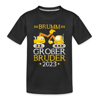 Großer Bruder 2023 Bagger - Kinder Premium Bio T-Shirt - Schwarz - Vorne