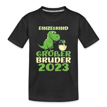 Einzelkind Großer Bruder 2023 Dinosaurier - Kinder Premium Bio T-Shirt - Schwarz - Vorne