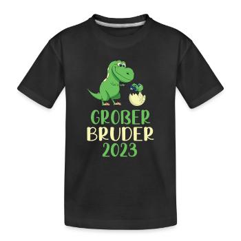 Großer Bruder 2023 Dino - Kinder Premium Bio T-Shirt - Schwarz - Vorne