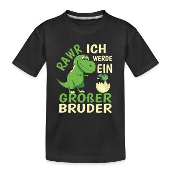 Ich Werde Großer Bruder Geburt Kleiner Bruder Dino - Kinder Premium Bio T-Shirt - Schwarz - Vorne