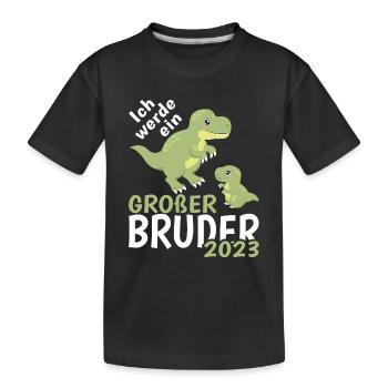 Ich Werde Großer Bruder 2023 Dino - Kinder Premium Bio T-Shirt - Schwarz - Vorne