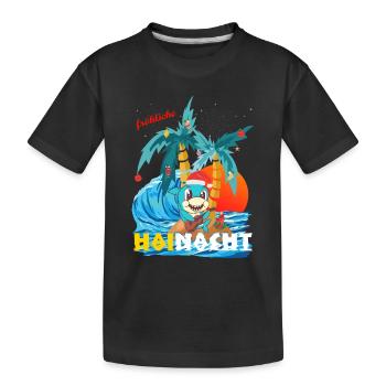 fröhliche Hainacht Hai Gitarre und Weihnachtsmütze - Kinder Premium Bio T-Shirt - Schwarz - Vorne