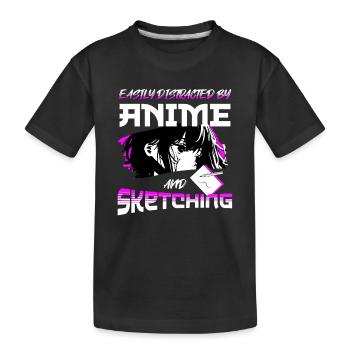 Easily Distracted By Anime And Sketching - Kinder Premium Bio T-Shirt - Schwarz - Vorne