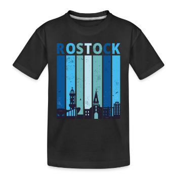 Rostock Rostocker Stadtsilhouette Geschenk - Kinder Premium Bio T-Shirt - Schwarz - Vorne