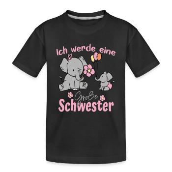 Große Schwester 2024 Elefanten - Kinder Premium Bio T-Shirt - Schwarz - Vorne