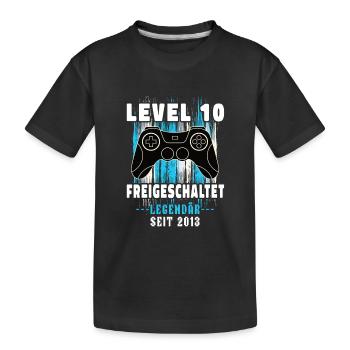Level 10 Geburtstag 2013 Gaming Zocker Gamer - Kinder Premium Bio T-Shirt - Schwarz - Vorne