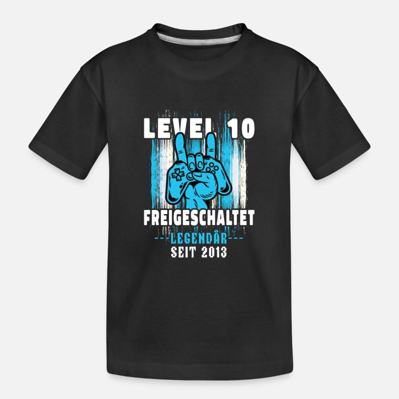 10. Geburtstag Junge Level 10 Gaming Zocker Gamer - Kinder Premium Bio T-Shirt - Schwarz