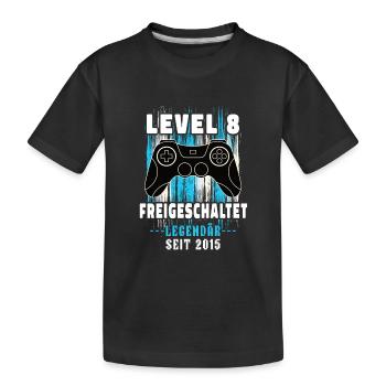 Level 8 Geburtstag 2015 Gaming Zocker Gamer - Kinder Premium Bio T-Shirt - Schwarz - Vorne