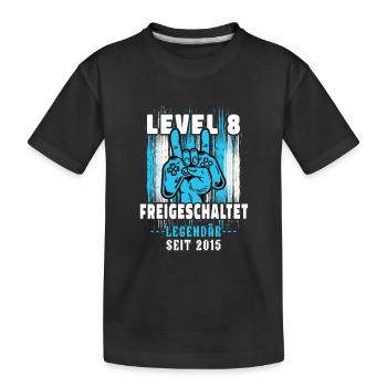 8. Geburtstag Junge Level 8 Gaming Zocker Gamer - Kinder Premium Bio T-Shirt - Schwarz - Vorne