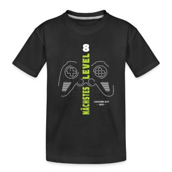 Level 8 Geburtstag Controller Gaming Zocker Gamer - Kinder Premium Bio T-Shirt - Schwarz - Vorne
