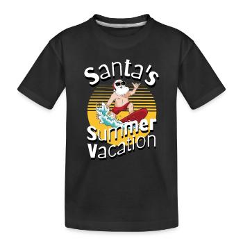 Santa's Summer Vacation Surfing Weihnachtsmann - Kinder Premium Bio T-Shirt - Schwarz - Vorne