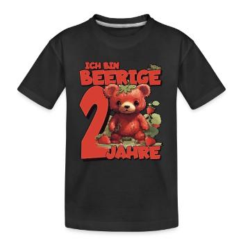 2. Geburtstag Jahre Kindergeburtstag - Erdbeer Bär - Kinder Premium Bio T-Shirt - Schwarz - Vorne