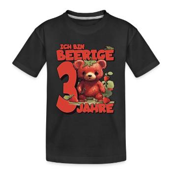 3. Geburtstag Jahre Kindergeburtstag - Erdbeer Bär - Kinder Premium Bio T-Shirt - Schwarz - Vorne