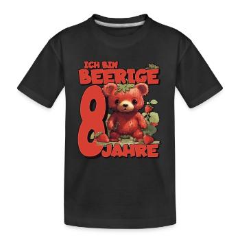 8. Geburtstag Jahre Kindergeburtstag - Erdbeer Bär - Kinder Premium Bio T-Shirt - Schwarz - Vorne