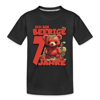 7. Geburtstag Jahre Kindergeburtstag - Erdbeer Bär - Kinder Premium Bio T-Shirt - Schwarz - Vorne