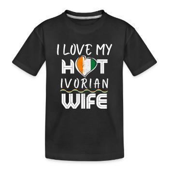 Funny I Love My Hot Ivorian Wife Husband - Kinder Premium Bio T-Shirt - Schwarz - Vorne