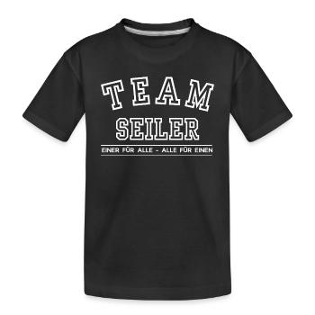 Team Seiler Familie Nachname Einer für Alle - Kinder Premium Bio T-Shirt - Schwarz - Vorne