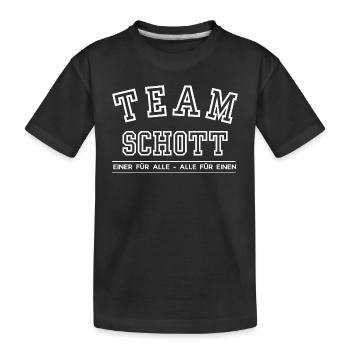 Team Schott Familie Nachname Einer für Alle - Kinder Premium Bio T-Shirt - Schwarz - Vorne