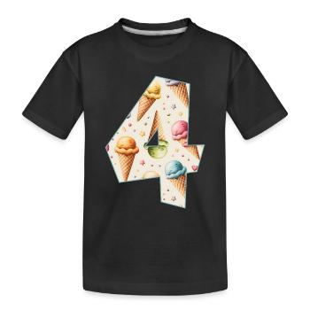 CREAM NUMBER 4 YEARS CREAM 4TH BIRTHDAY - Kids' Premium Organic T-Shirt - black - Front