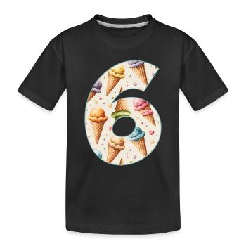 EISCREME NUMMER 6 JAHRE EIS 6. GEBURTSTAG - Kinder Premium Bio T-Shirt - Schwarz - Vorne